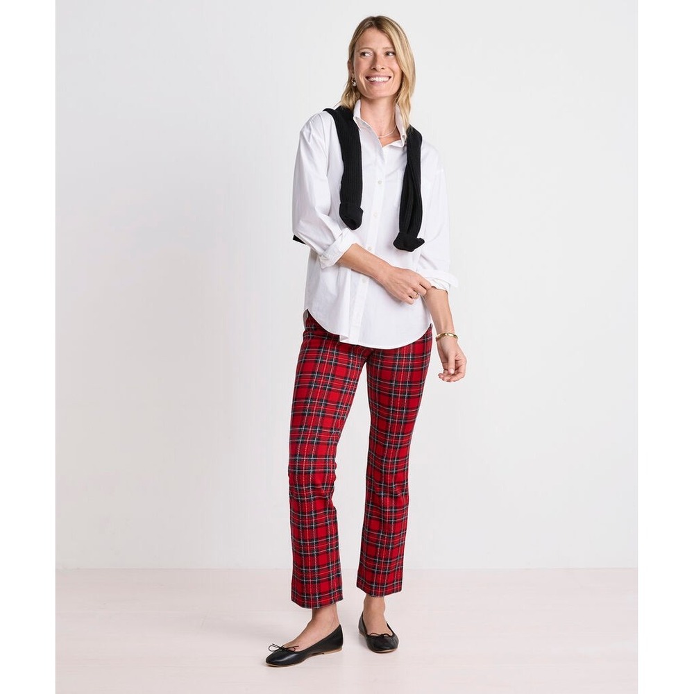 Vineyard Vines Red‎ Plaid Wool Blend Straight Leg Pants Women's Size 6